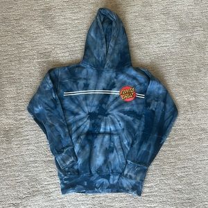 Santa Cruz Hoodie. Tie dye, blue, youth 10-12